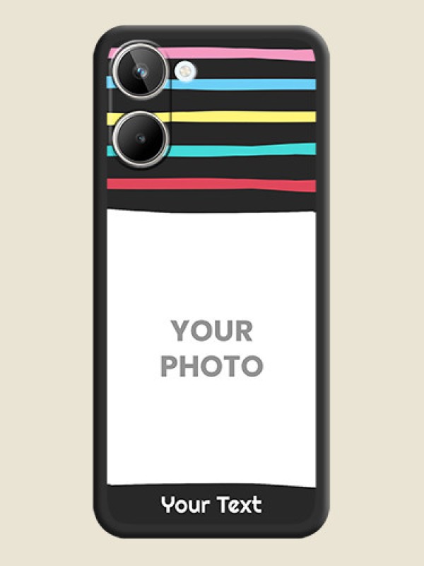 Custom Multicolor Lines with Image on Space Black Personalized Soft Matte Phone Covers - Realme 10 - alternate view