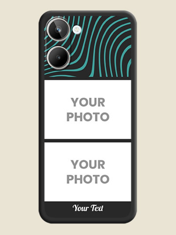 Custom Wave Pattern with 2 Image Holder on Space Black Personalized Soft Matte Phone Covers - Realme 10 - alternate view