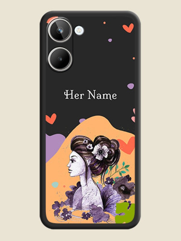 Custom Namecase For Her With Fancy Lady Image On Space Black Personalized Soft Matte Phone Covers -Realme 10 - alternate view