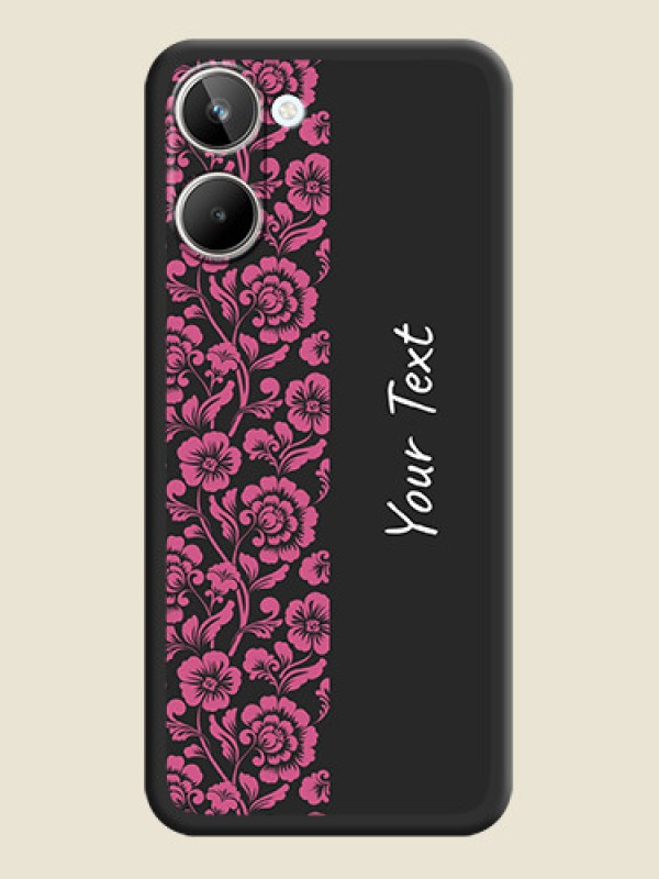 Custom Pink Floral Pattern Design With Custom Text On Space Black Personalized Soft Matte Phone Covers -Realme 10 - alternate view