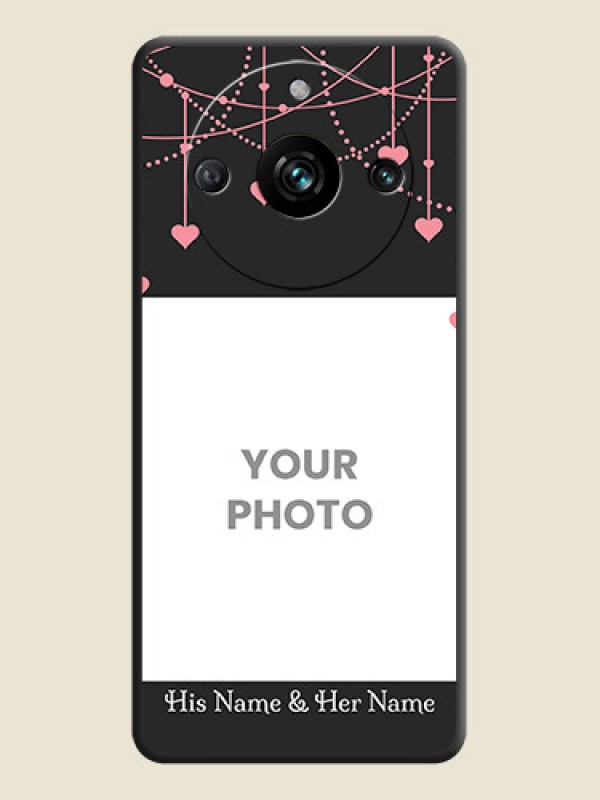 Custom Pink Love Hangings with Text on Space Black Custom Soft Matte Back Cover - Realme 11 Pro 5G - alternate view