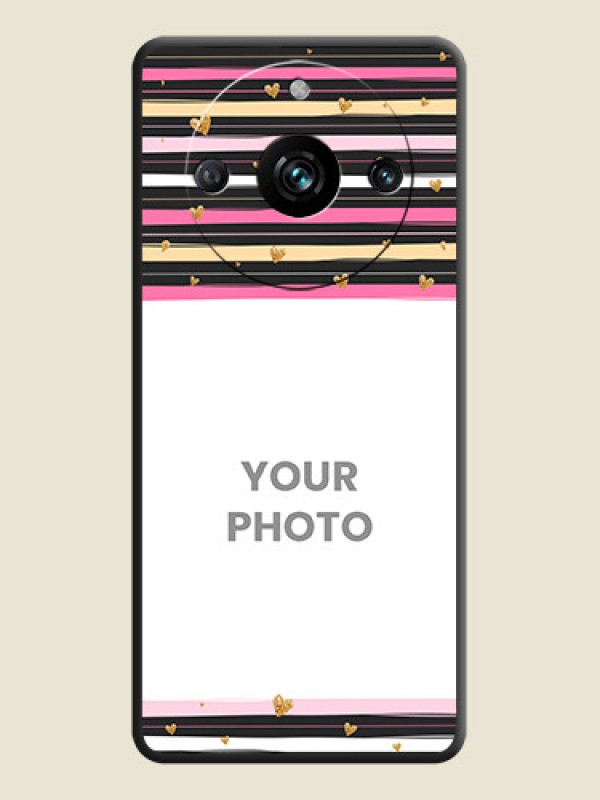 Custom Multicolor Lines and Golden Love Symbols Design - Photo on Space Black Soft Matte Mobile Cover - Realme 11 Pro 5G - alternate view