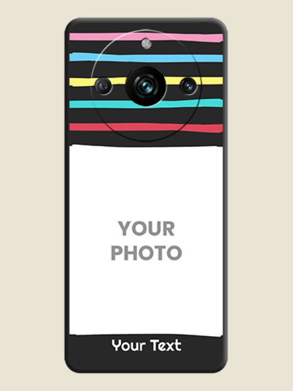 Custom Multicolor Lines with Image on Space Black Personalized Soft Matte Phone Covers - Realme 11 Pro 5G - alternate view