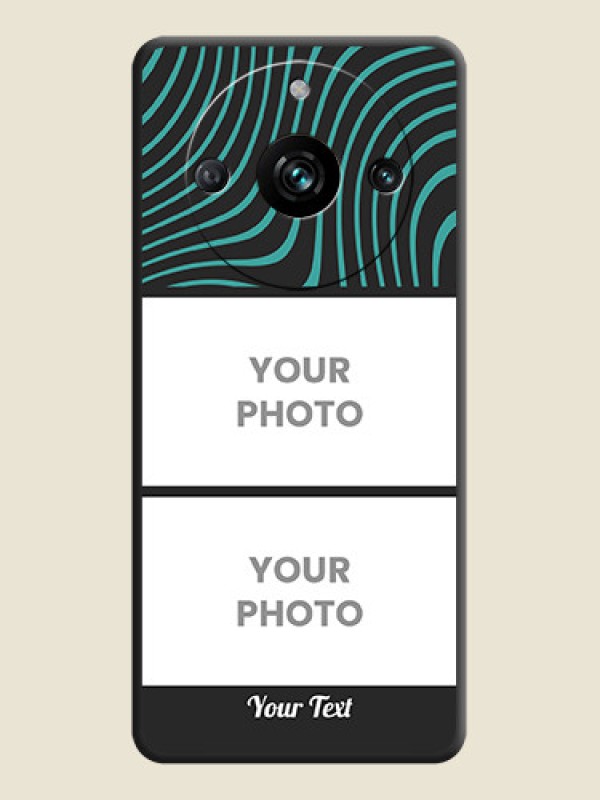 Custom Wave Pattern with 2 Image Holder on Space Black Personalized Soft Matte Phone Covers - Realme 11 Pro 5G - alternate view