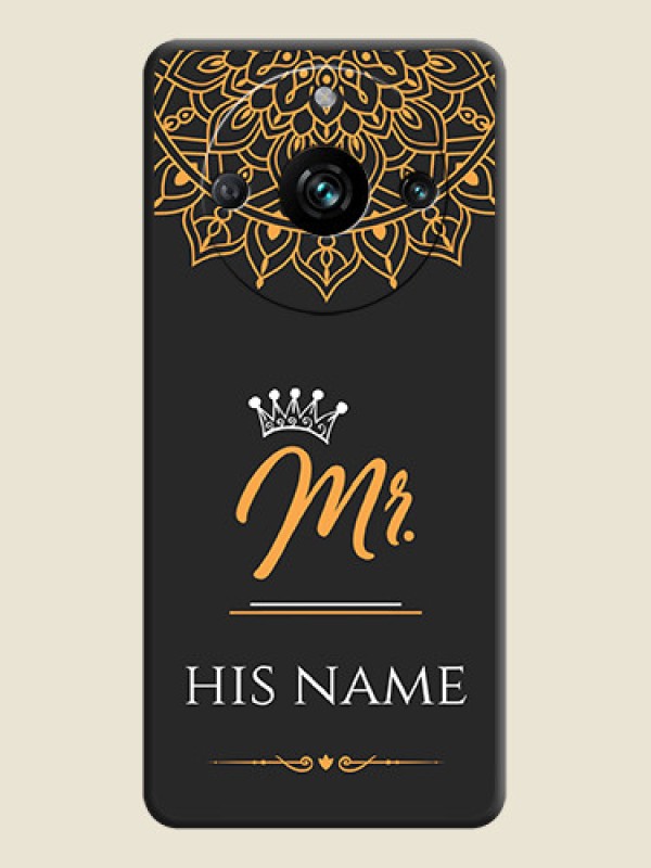 Custom Mr Name with Floral Design on Personalised Space Black Soft Matte Cases - Realme 11 Pro 5G - alternate view