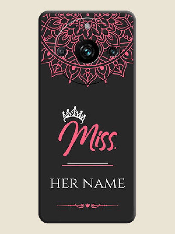 Custom Mrs Name with Floral Design on Space Black Personalized Soft Matte Phone Covers - Realme 11 Pro 5G - alternate view