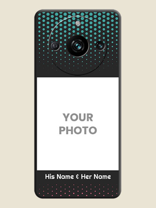 Custom Faded Dots with Grunge Photo Frame and Text on Space Black Custom Soft Matte Phone Cases - Realme 11 Pro 5G - alternate view