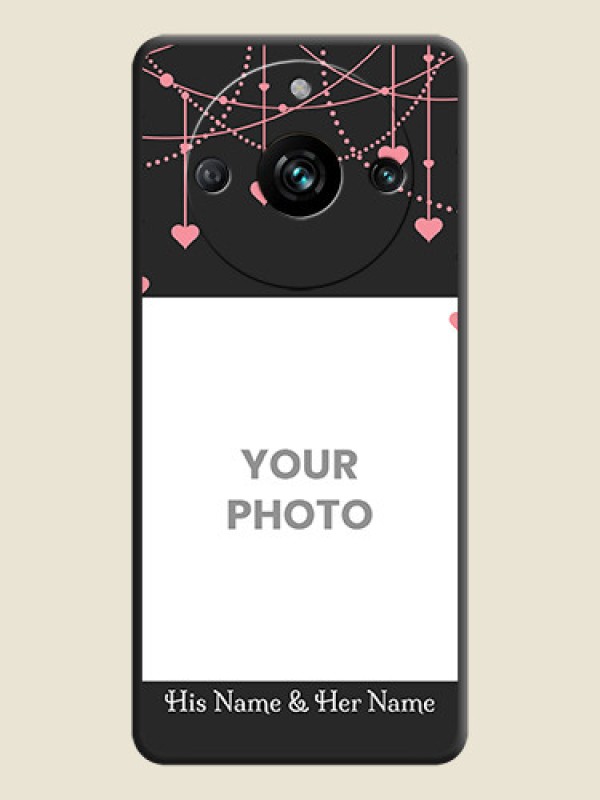 Custom Pink Love Hangings with Text on Space Black Custom Soft Matte Back Cover - Realme 11 Pro Plus 5G - alternate view