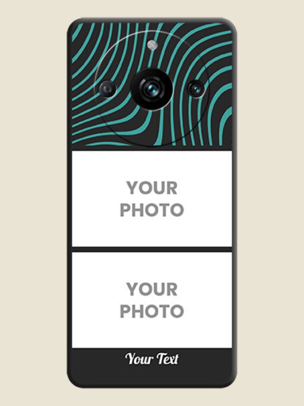 Custom Wave Pattern with 2 Image Holder on Space Black Personalized Soft Matte Phone Covers - Realme 11 Pro Plus 5G - alternate view
