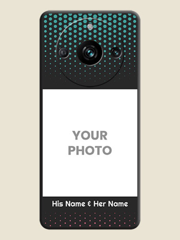 Custom Faded Dots with Grunge Photo Frame and Text on Space Black Custom Soft Matte Phone Cases - Realme 11 Pro Plus 5G - alternate view