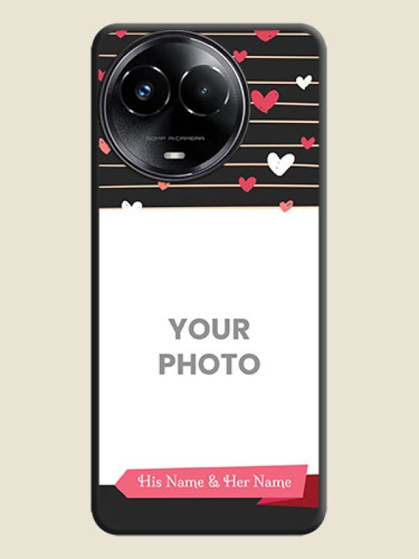 Custom Love Pattern with Name on Pink Ribbon  on Photo On Space Black Custom Soft Matte Mobile Back Cover - Realme 11X 5G - alternate view
