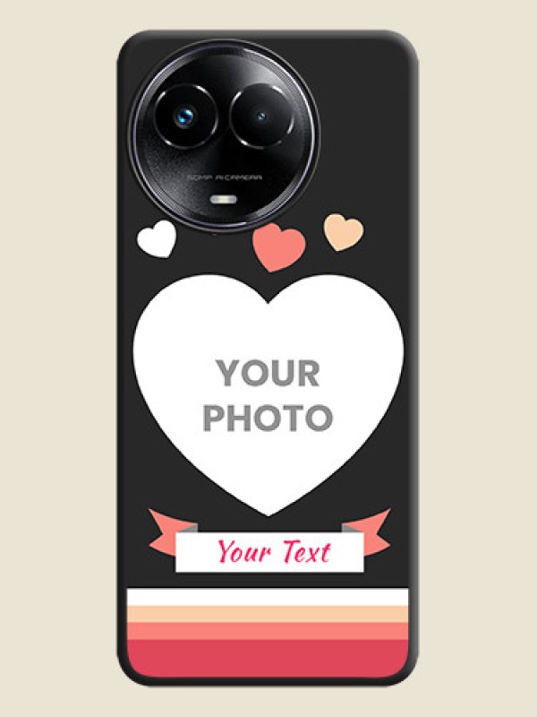 Custom Love Shaped Photo with Colorful Stripes On Space Black Custom Soft Matte Mobile Back Cover - Realme 11X 5G - alternate view