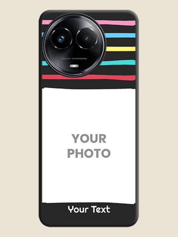 Custom Multicolor Lines with Image On Space Black Custom Soft Matte Mobile Back Cover - Realme 11X 5G - alternate view