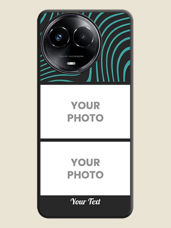 Custom Wave Pattern with 2 Image Holder On Space Black Custom Soft Matte Mobile Back Cover - Realme 11X 5G - alternate view