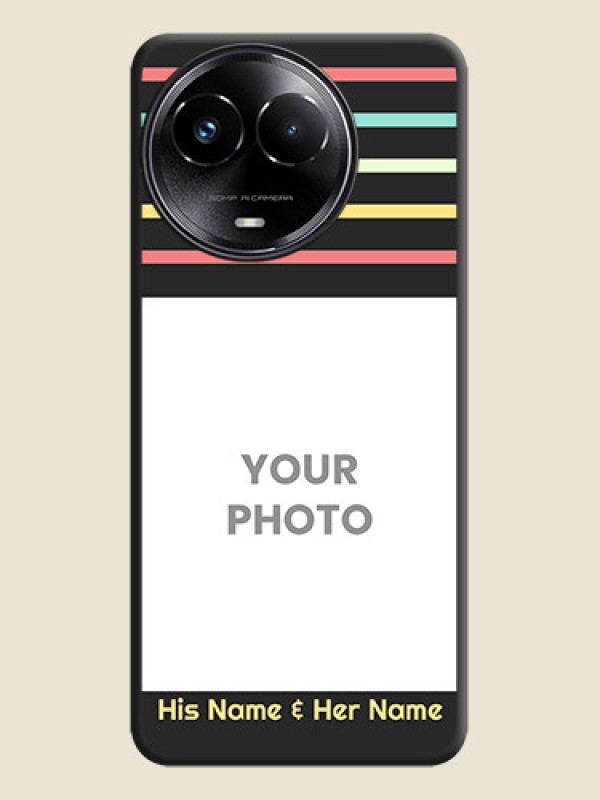 Custom Color Stripes with Photo and Text on Photo  On Space Black Custom Soft Matte Mobile Back Cover - Realme 11X 5G - alternate view