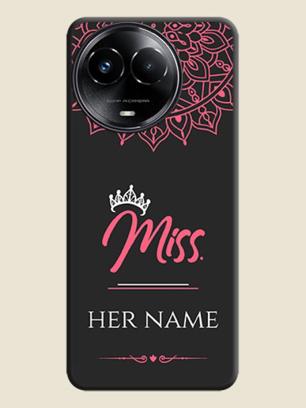 Custom Mrs Name with Floral Design On Space Black Custom Soft Matte Mobile Back Cover - Realme 11X 5G - alternate view