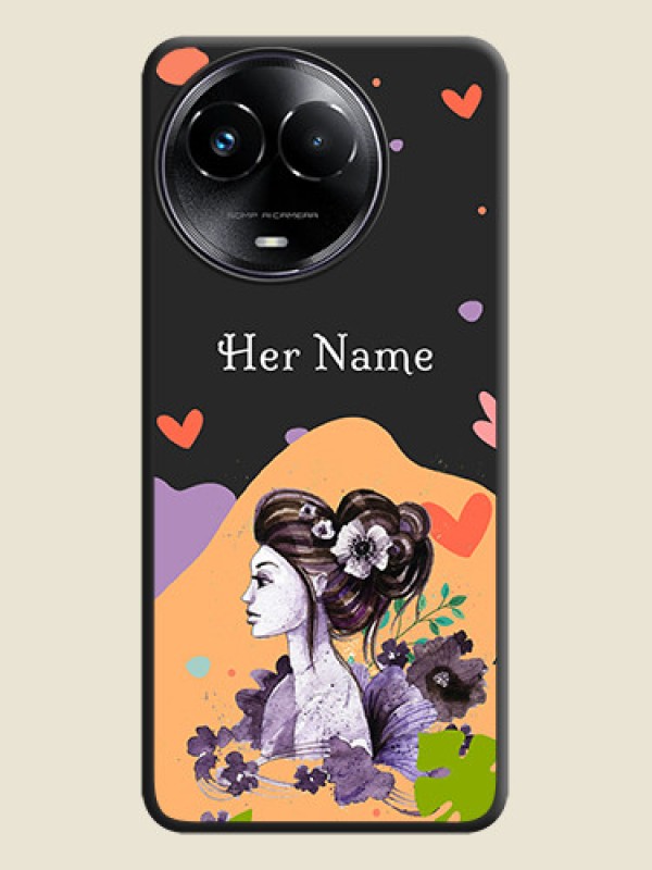 Custom Namecase For Her With Fancy Lady Image On Space Black Custom Soft Matte Mobile Back Cover - Realme 11X 5G - alternate view