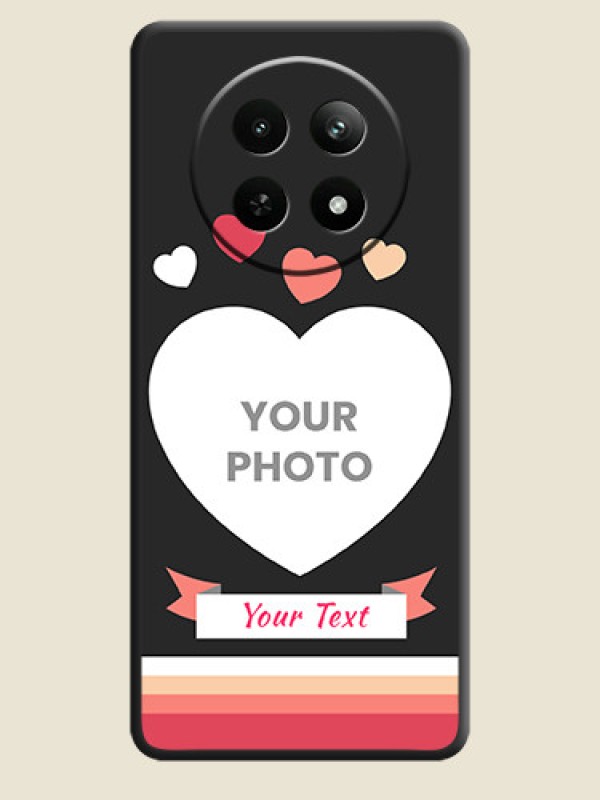 Custom Love Shaped Photo with Colorful Stripes on Personalised Space Black Soft Matte Cases - Realme 12 5G - alternate view
