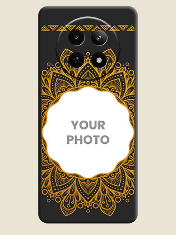 Custom Round Image with Floral Design - Photo on Space Black Soft Matte Mobile Cover - Realme 12 5G - alternate view