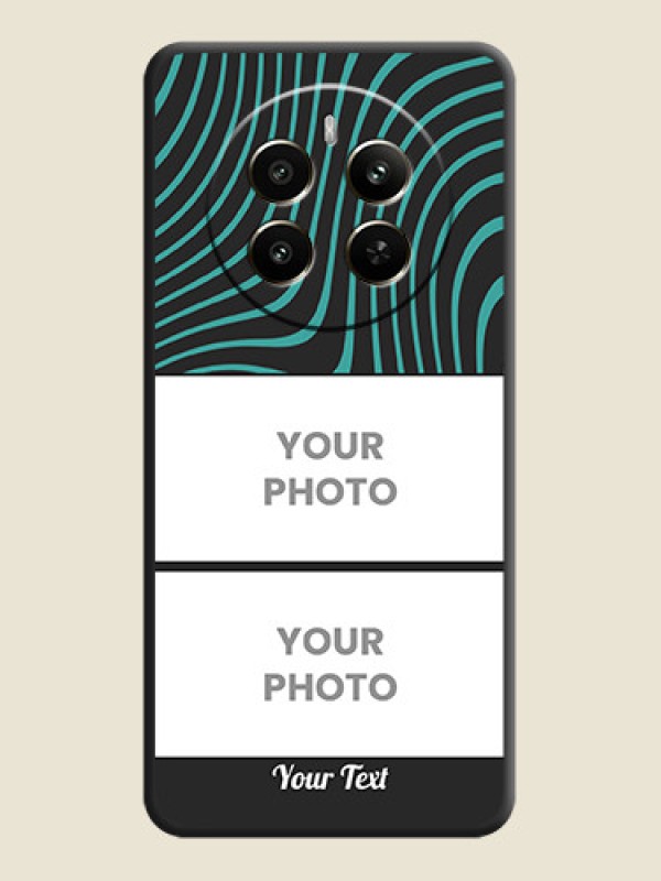 Custom Wave Pattern with 2 Image Holder on Space Black Personalized Soft Matte Phone Covers - Realme 12 Plus 5G - alternate view