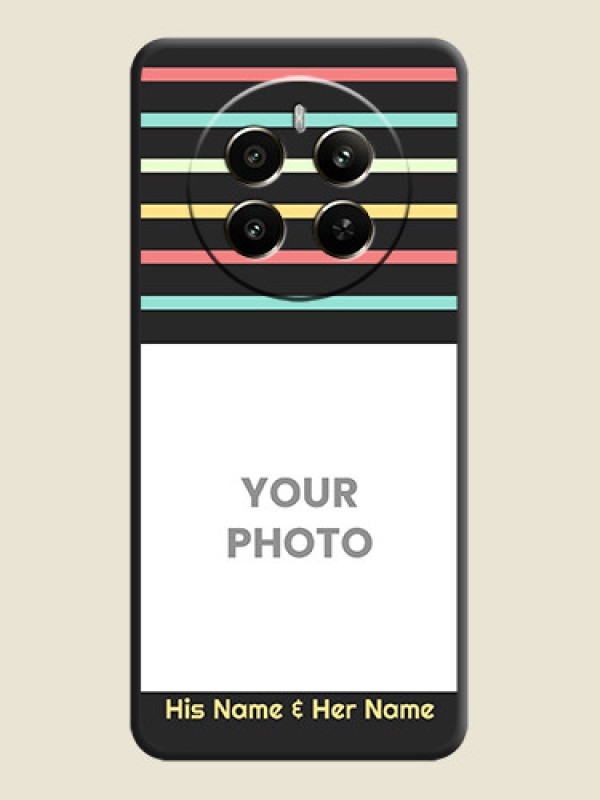 Custom Color Stripes with Photo and Text - Photo on Space Black Soft Matte Mobile Case - Realme 12 Plus 5G - alternate view