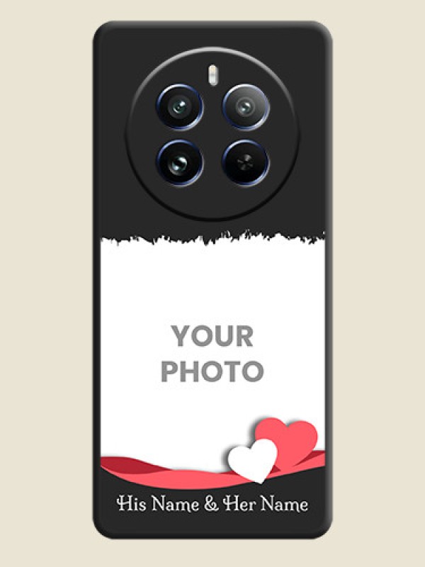 Custom Pink Color Love Shaped Ribbon Design with Text on Space Black Custom Soft Matte Phone Back Cover - Realme 12 Pro 5G - alternate view