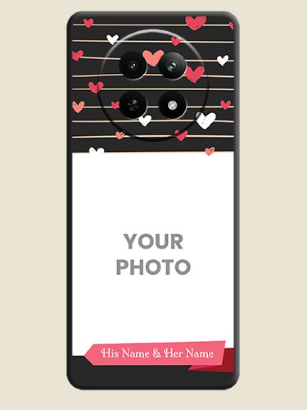 Custom Love Pattern with Name on Pink Ribbon - Photo on Space Black Soft Matte Back Cover - Realme 12X 5G - alternate view