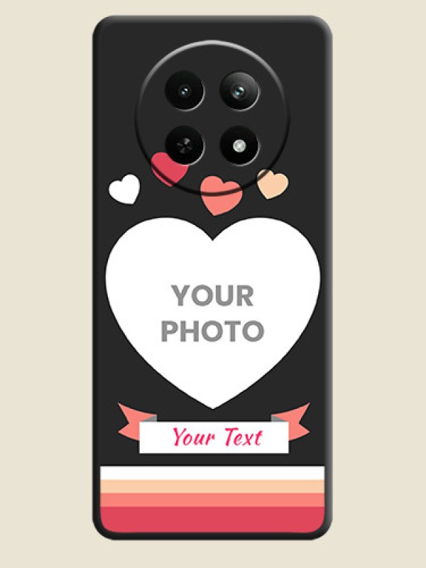 Custom Love Shaped Photo with Colorful Stripes on Personalised Space Black Soft Matte Cases - Realme 12X 5G - alternate view