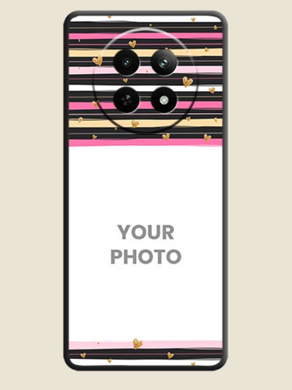 Custom Multicolor Lines and Golden Love Symbols Design - Photo on Space Black Soft Matte Mobile Cover - Realme 12X 5G - alternate view