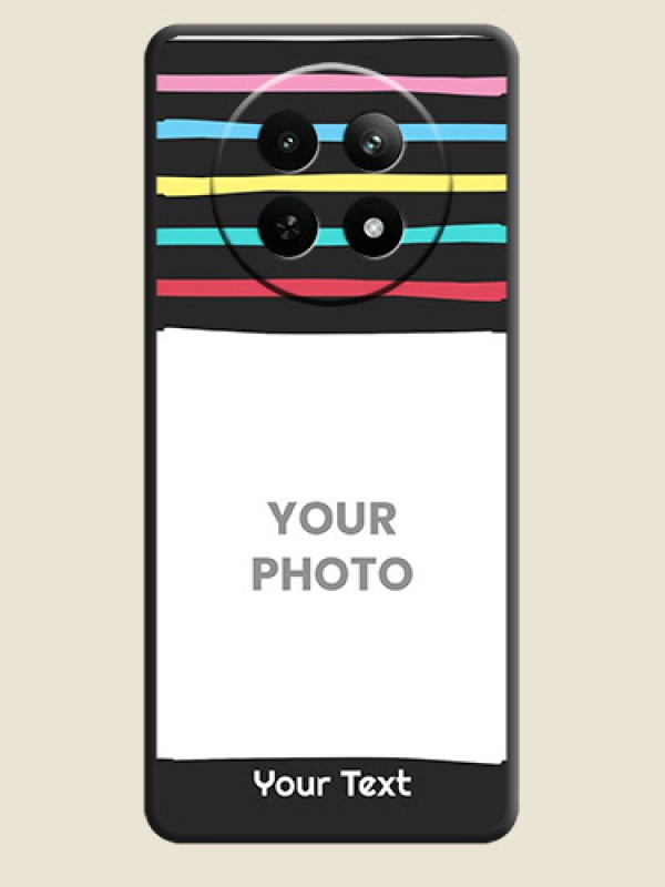 Custom Multicolor Lines with Image on Space Black Personalized Soft Matte Phone Covers - Realme 12X 5G - alternate view