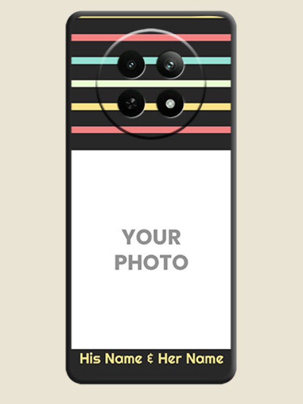 Custom Color Stripes with Photo and Text - Photo on Space Black Soft Matte Mobile Case - Realme 12X 5G - alternate view