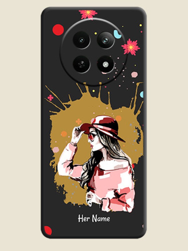 Custom Mordern Lady With Color Splash Background With Custom Text On Space Black Personalized Soft Matte Phone Covers - Realme 12X 5G - alternate view