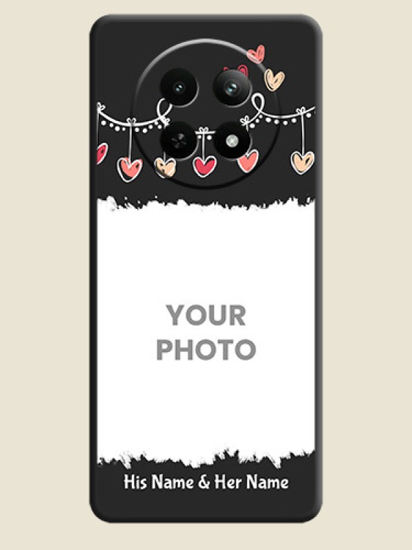 Custom Pink Love Hangings with Name On Space Black Custom Soft Matte Mobile Back Cover - Realme 13 5G - alternate view
