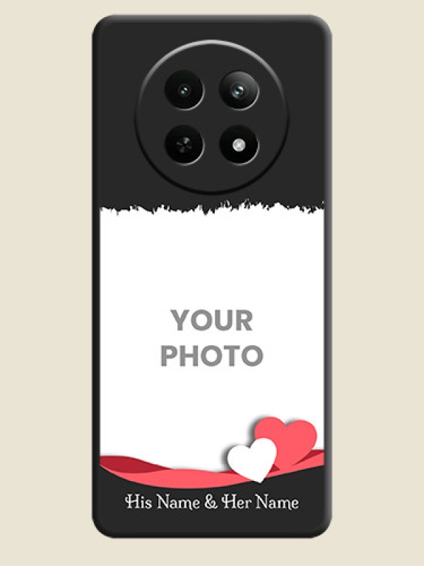 Custom Pin Color Love Shaped Ribbon Design with Text On Space Black Custom Soft Matte Mobile Back Cover - Realme 13 5G - alternate view