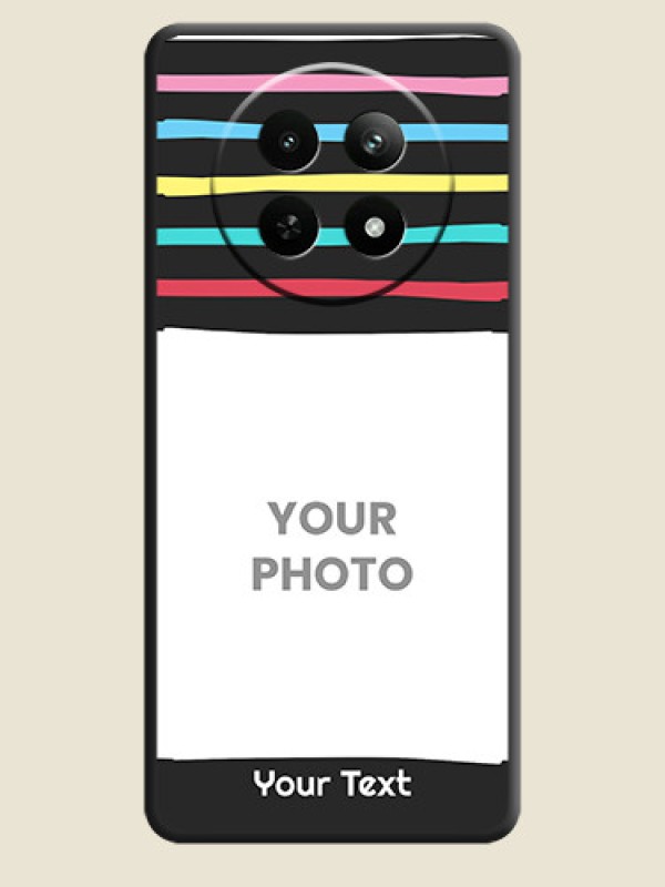 Custom Multicolor Lines with Image On Space Black Custom Soft Matte Mobile Back Cover - Realme 13 5G - alternate view