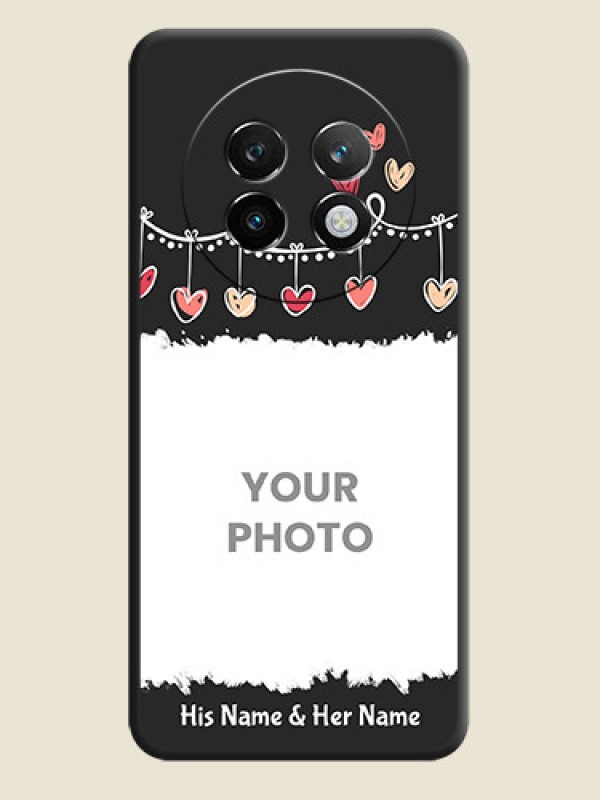 Custom Pink Love Hangings with Name On Space Black Custom Soft Matte Mobile Back Cover - Realme 13 Plus 5G - alternate view