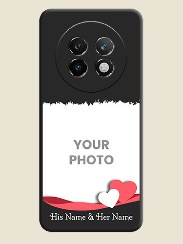 Custom Pin Color Love Shaped Ribbon Design with Text On Space Black Custom Soft Matte Mobile Back Cover - Realme 13 Plus 5G - alternate view