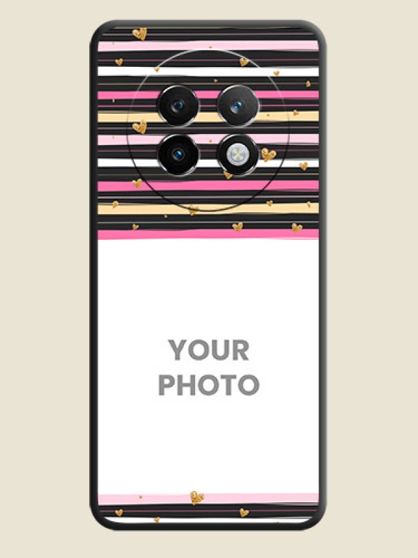 Custom Multicolor Lines and Golden Love Symbols Design on Photo On Space Black Custom Soft Matte Mobile Back Cover - Realme 13 Plus 5G - alternate view