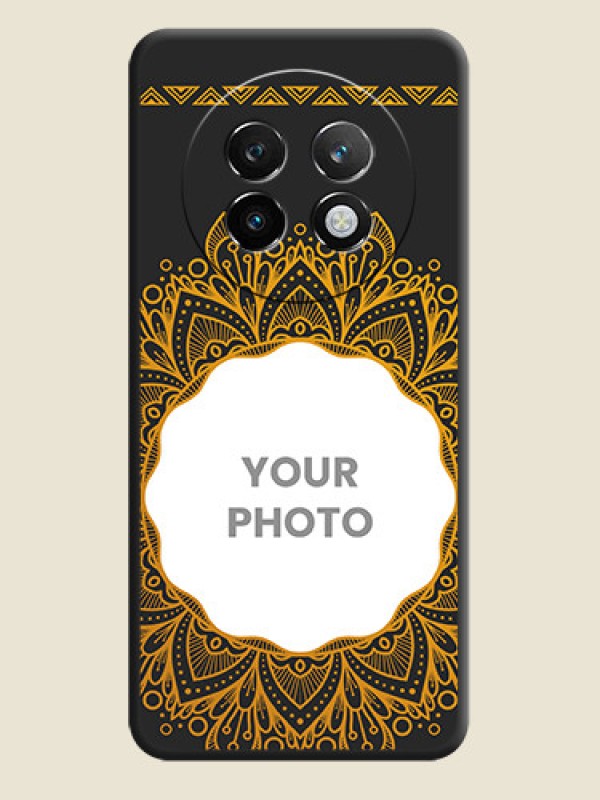 Custom Round Image with Floral Design On Space Black Custom Soft Matte Mobile Back Cover - Realme 13 Plus 5G - alternate view