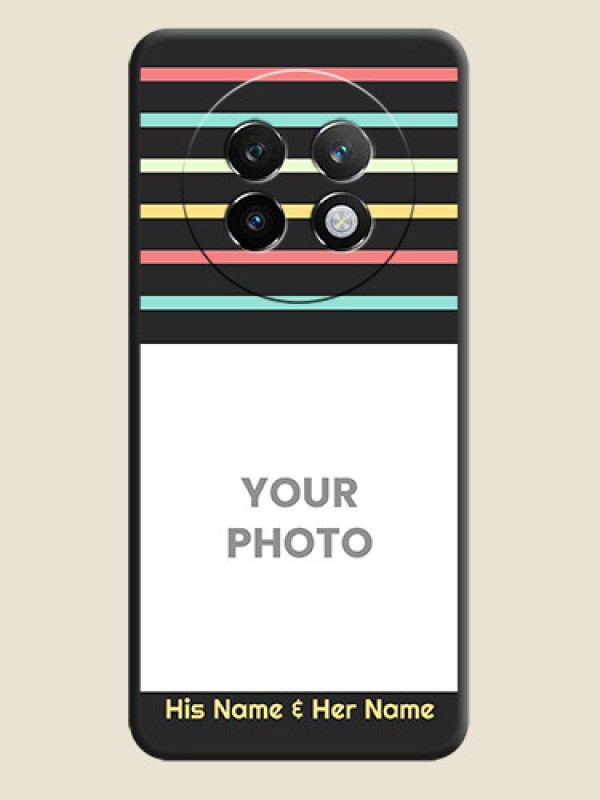 Custom Color Stripes with Photo and Text on Photo On Space Black Custom Soft Matte Mobile Back Cover - Realme 13 Plus 5G - alternate view