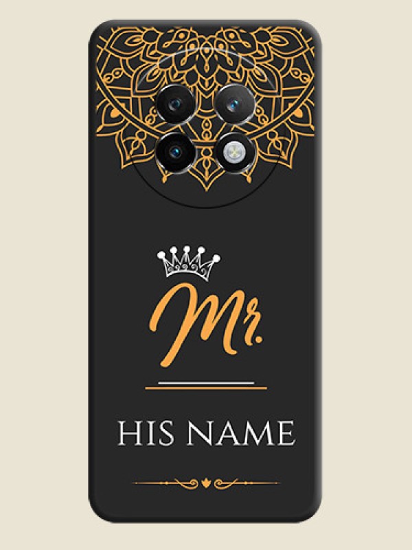 Custom Mr Name with Floral Design On Space Black Custom Soft Matte Mobile Back Cover - Realme 13 Plus 5G - alternate view