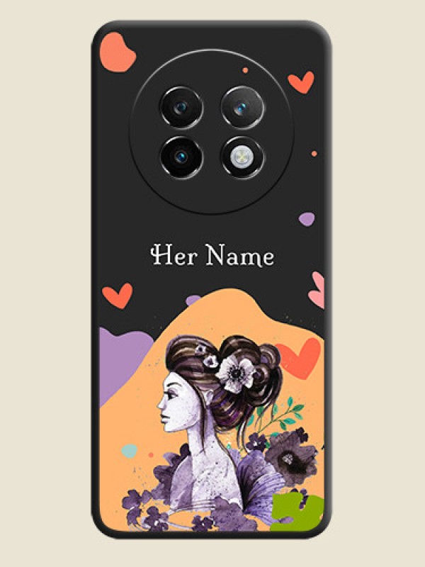 Custom Namecase For Her With Fancy Lady Image On Space Black Custom Soft Matte Mobile Back Cover - Realme 13 Plus 5G - alternate view