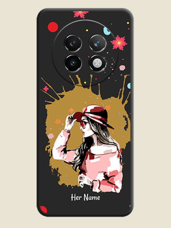 Custom Mordern Lady With Color Splash Background With Custom Text On Space Black Custom Soft Matte Mobile Back Cover - Realme 13 Plus 5G - alternate view