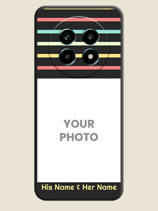 Custom Color Stripes with Photo and Text on Photo On Space Black Custom Soft Matte Mobile Back Cover - Realme 13 Pro 5G - alternate view