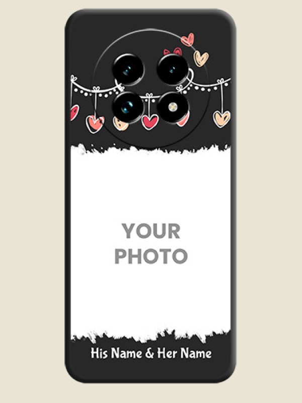 Custom Pink Love Hangings with Name On Space Black Custom Soft Matte Mobile Back Cover - Realme 13 Pro Plus 5G - alternate view