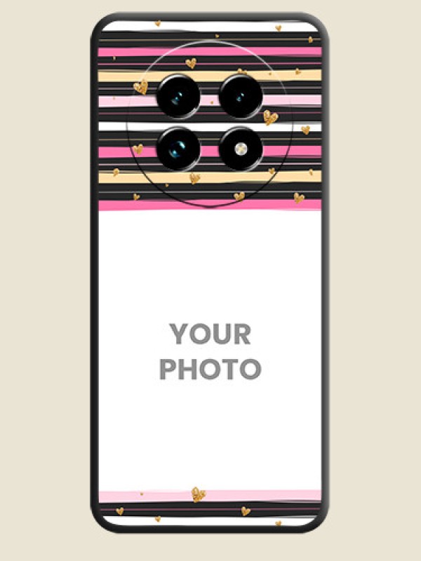 Custom Multicolor Lines and Golden Love Symbols Design on Photo On Space Black Custom Soft Matte Mobile Back Cover - Realme 13 Pro Plus 5G - alternate view