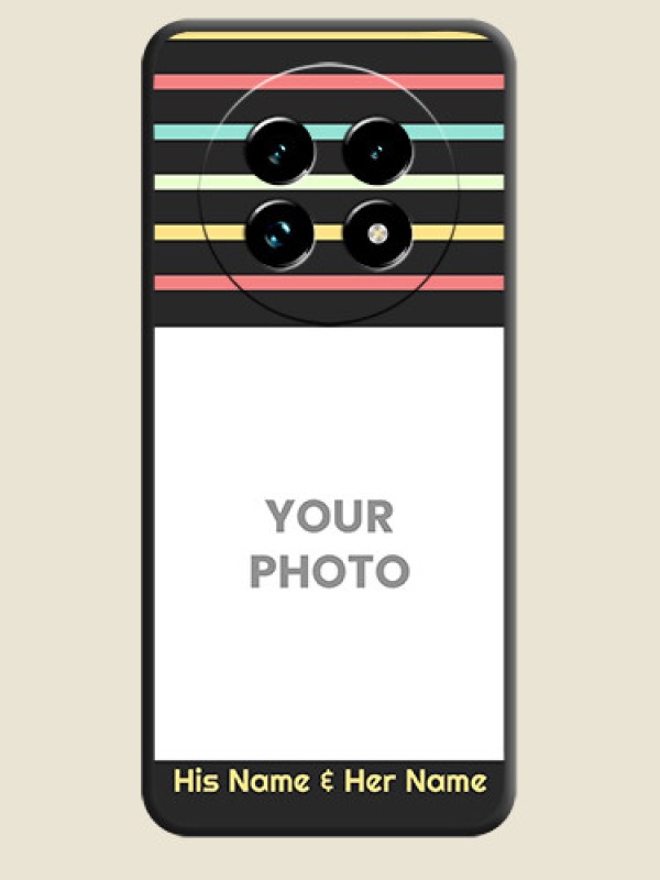 Custom Color Stripes with Photo and Text on Photo On Space Black Custom Soft Matte Mobile Back Cover - Realme 13 Pro Plus 5G - alternate view