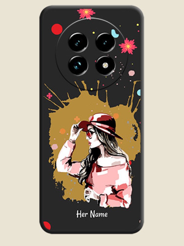 Custom Mordern Lady With Color Splash Background With Custom Text On Space Black Custom Soft Matte Mobile Back Cover - Realme 13 Pro Plus 5G - alternate view