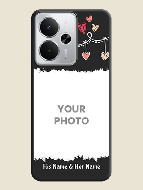 Custom Pink Love Hangings with Name On Space Black Custom Soft Matte Mobile Back Cover - Realme 14 5G - alternate view