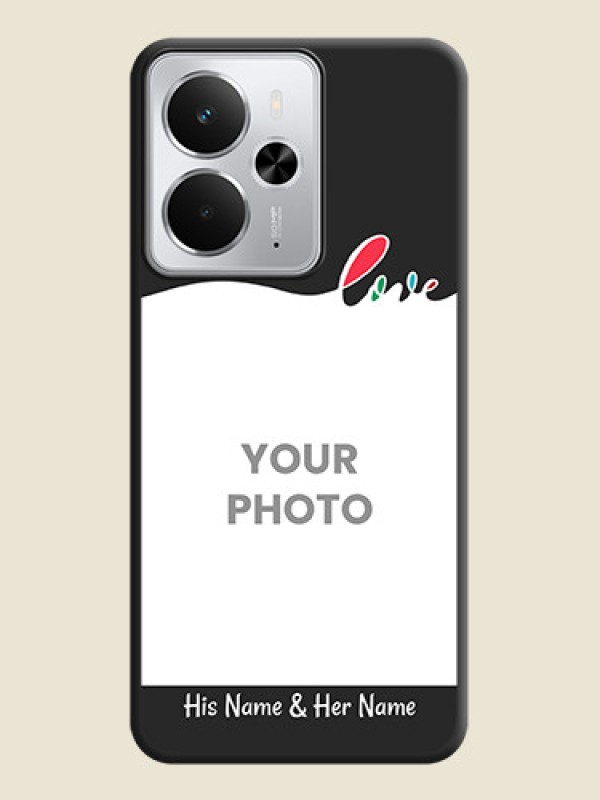Custom Fall in Love Pattern with Picture on Photo On Space Black Custom Soft Matte Mobile Back Cover - Realme 14 5G - alternate view